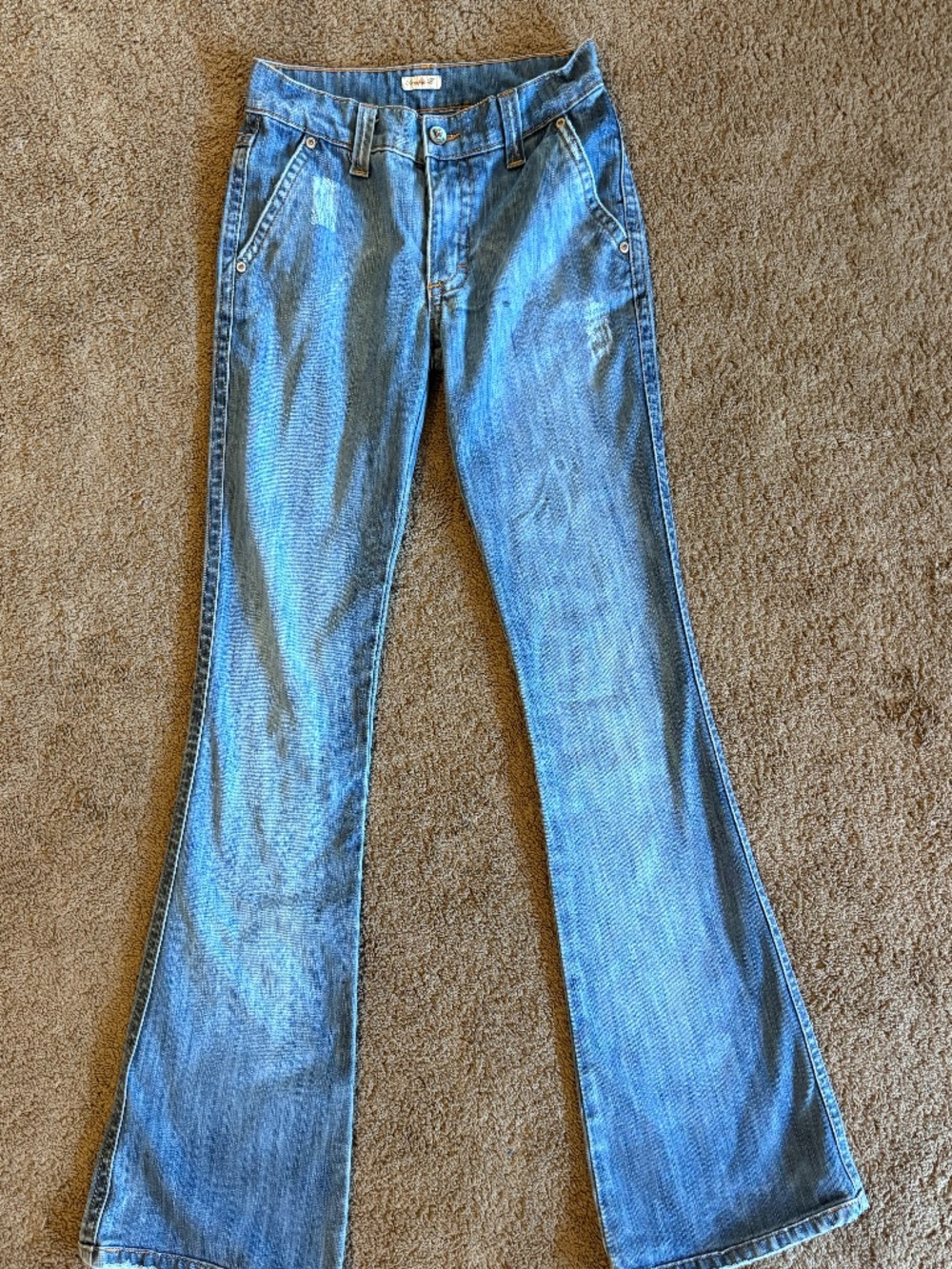 Frankie B. Low-Rise Flare Jeans with Butterfly + Flower Embroidery - Size 2 - Picture 2 of 10
